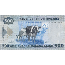 P38 Rwanda 500 Francs Year 2013